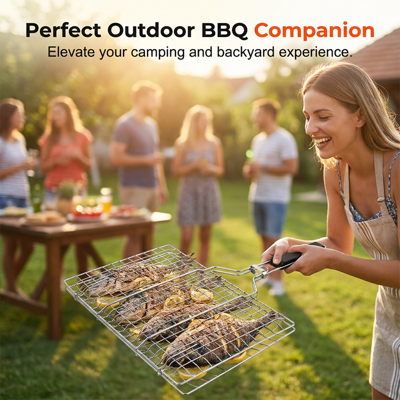 🏕️🍖 Zusammenklappbarer & tragbarer Grillkorb | Praktisch für Camping & Gartengrill✨
