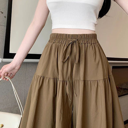 👗🏃Damenrockhose mit hoher Taille, weitem Bein und Rüschen (Culottes)