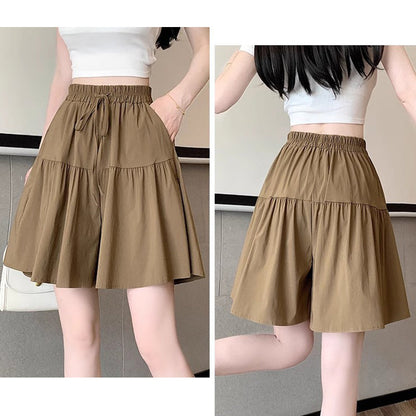 👗🏃Damenrockhose mit hoher Taille, weitem Bein und Rüschen (Culottes)