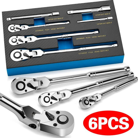 🔧✨6-teiliges Ratschenschlüssel-Set mit flexiblem Gelenkkopf, praktisches Werkzeugset für Reparaturen