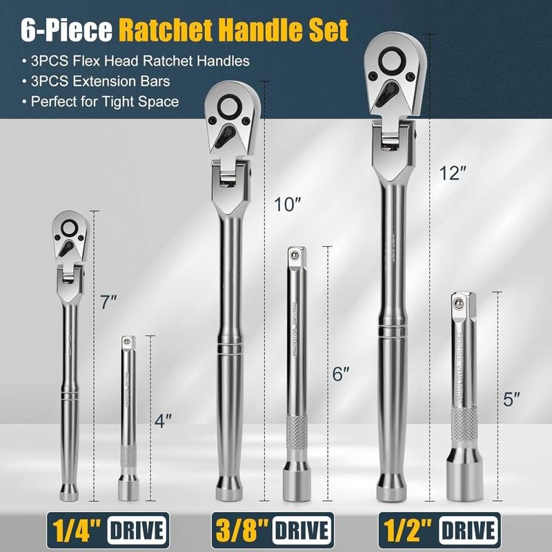 🔧✨6-teiliges Ratschenschlüssel-Set mit flexiblem Gelenkkopf, praktisches Werkzeugset für Reparaturen