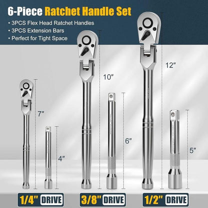 🔧✨6-teiliges Ratschenschlüssel-Set mit flexiblem Gelenkkopf, praktisches Werkzeugset für Reparaturen