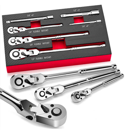🔧✨6-teiliges Ratschenschlüssel-Set mit flexiblem Gelenkkopf, praktisches Werkzeugset für Reparaturen