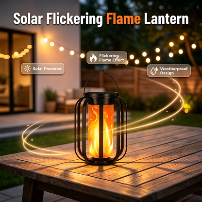 📢📢50% RABATT !!⏰Solar-Flackerflammen-Laterne – Wasserdicht, automatisch & kabelos – Realistisches warmes Licht für Terrasse & Garten 🌙