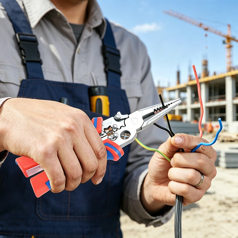 🔧 8-in-1 Elektrikerzange mit Spannungsprüfer ⚡️ | Präzises Abisolieren von 1,0 bis 4,0 mm 📏 | Chrom-Vanadium-Stahl 🛡️ | Rutschfester TPR-Griff ✋
