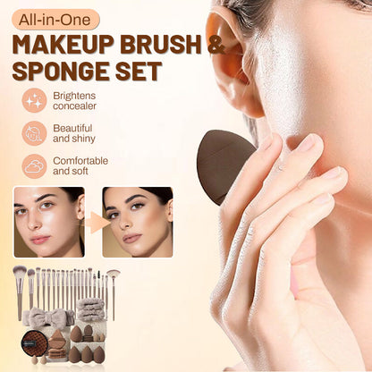 📢📢50 % Rabatt!! 🥳🎀 All-in-One Make-up-Pinsel- und Schwamm-Set
