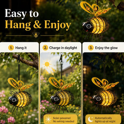 🐝 Solarbetriebene hängende Bienenleuchte 🌞 Wasserdicht Hängelampe für Garten Terrasse Balkon Deko