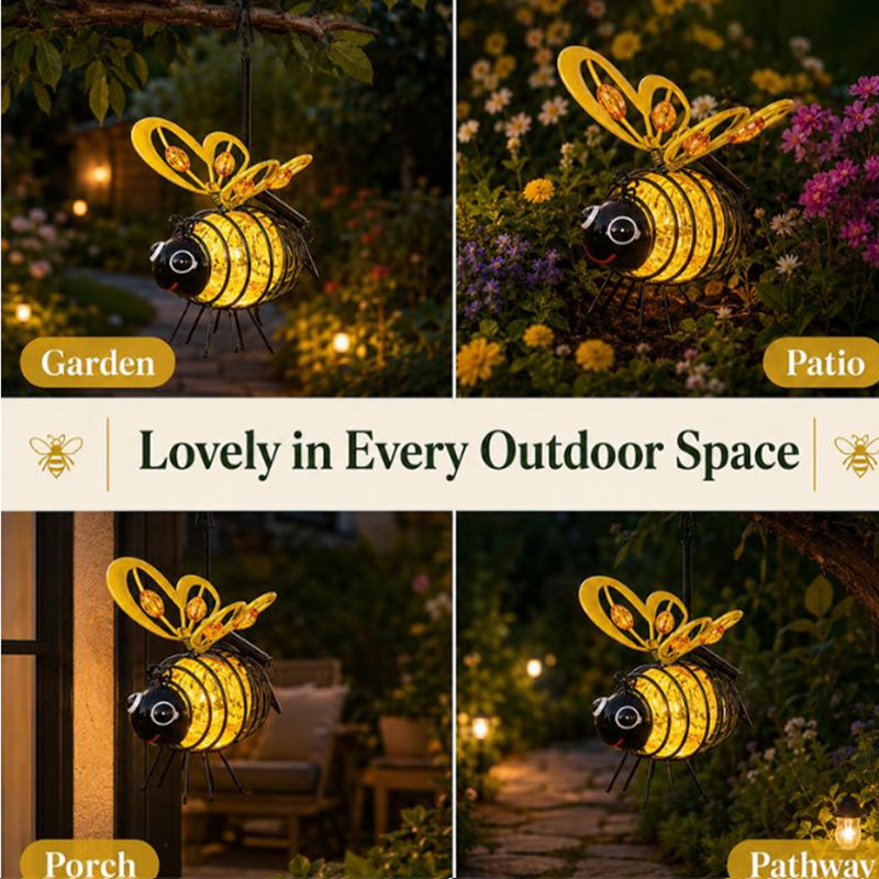 🐝 Solarbetriebene hängende Bienenleuchte 🌞 Wasserdicht Hängelampe für Garten Terrasse Balkon Deko