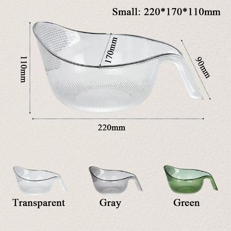 🍚💧 Reisspüle mit integriertem Abtropfsieb – rutschfester Boden, stabiler Griff & feine Löcher für perfekte Wasserabfuhr, ideal für Hülsenfrüchte, Obst & Gemüse