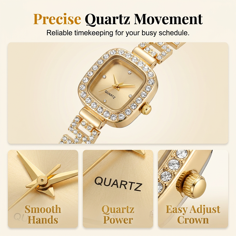 ⌚✨Damen Zugband-Armbanduhr Quadratisch Quarz｜Elegante Damen Quarz Armbanduhr mit Zugband & quadratischem Zifferblatt
