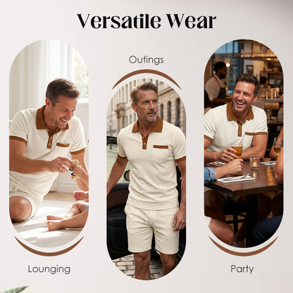 🌿☀️Sommer Casual Waffelstrick 2-teiliges Set für Herren👖✨Leichter Herren Zweiteiler