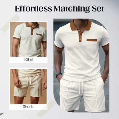 🌿☀️Sommer Casual Waffelstrick 2-teiliges Set für Herren👖✨Leichter Herren Zweiteiler