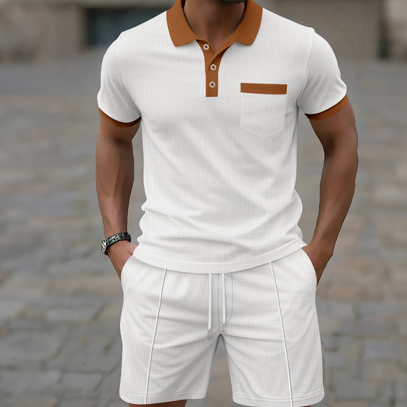 🌿☀️Sommer Casual Waffelstrick 2-teiliges Set für Herren👖✨Leichter Herren Zweiteiler