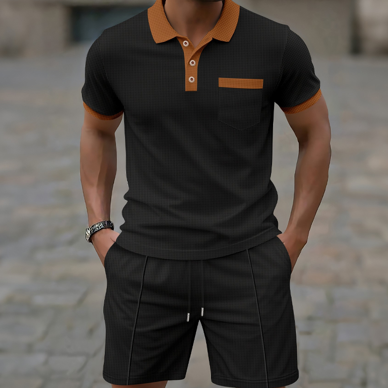 🌿☀️Sommer Casual Waffelstrick 2-teiliges Set für Herren👖✨Leichter Herren Zweiteiler
