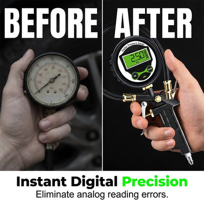 🔧 Digitaler Reifenfüllmesser – mit Manometer & Luftanschluss, für Auto, Motorrad & Fahrrad, präzise Druckmessung beim Befüllen 🚗