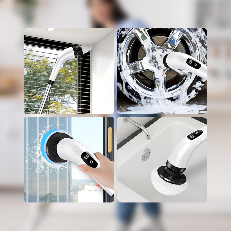 ⏳Zeitlich begrenztes Sonderangebot⏰Aufladbarer Reinigungsbürsten-Set mit Teleskopstange & 8 Aufsätzen — Kein Bücken, Kein Knien, Einfach Mühelos Reinigen