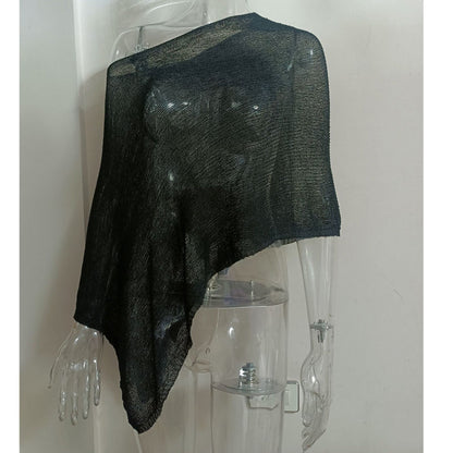 🎁 LETZTER TAG ANGEBOT! Eleganter durchbrochener Strick Poncho – Fließender Schnitt, edler Glanz als Ergänzung zu Kleid & Top