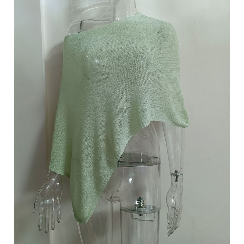 🎁 LETZTER TAG ANGEBOT! Eleganter durchbrochener Strick Poncho – Fließender Schnitt, edler Glanz als Ergänzung zu Kleid & Top