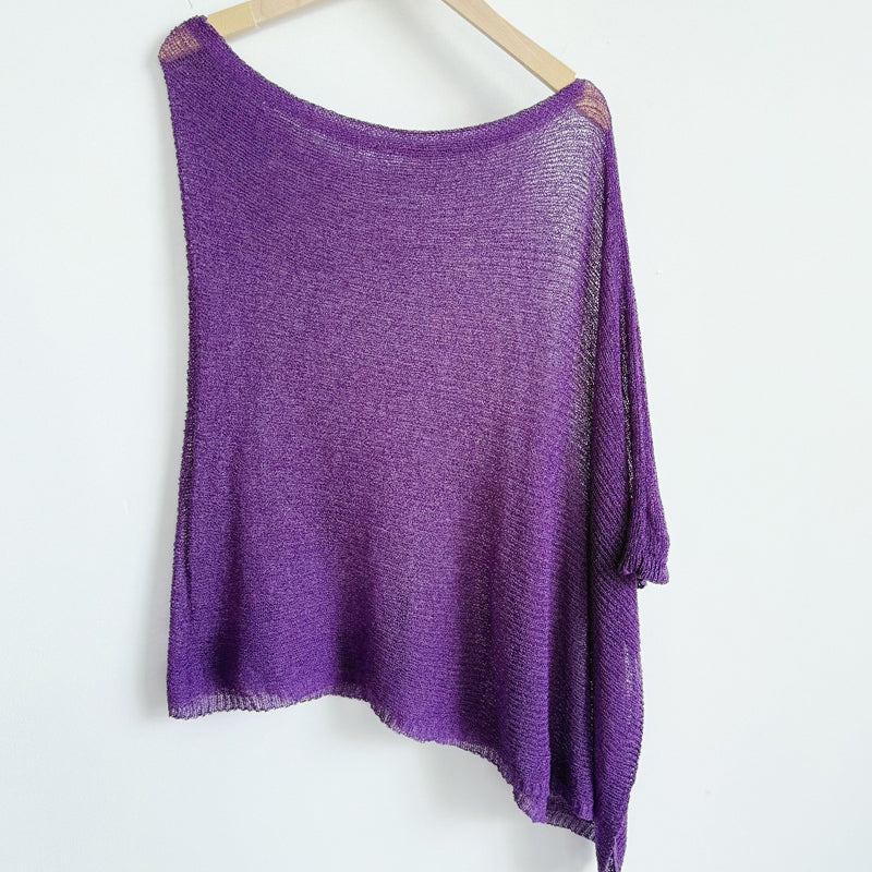 🎁 LETZTER TAG ANGEBOT! Eleganter durchbrochener Strick Poncho – Fließender Schnitt, edler Glanz als Ergänzung zu Kleid & Top