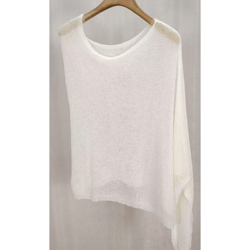 🎁 LETZTER TAG ANGEBOT! Eleganter durchbrochener Strick Poncho – Fließender Schnitt, edler Glanz als Ergänzung zu Kleid & Top