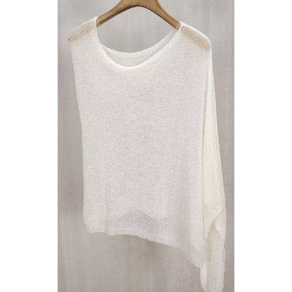 🎁 LETZTER TAG ANGEBOT! Eleganter durchbrochener Strick Poncho – Fließender Schnitt, edler Glanz als Ergänzung zu Kleid & Top