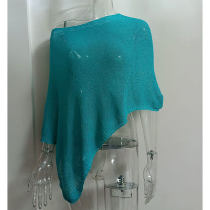 🎁 LETZTER TAG ANGEBOT! Eleganter durchbrochener Strick Poncho – Fließender Schnitt, edler Glanz als Ergänzung zu Kleid & Top