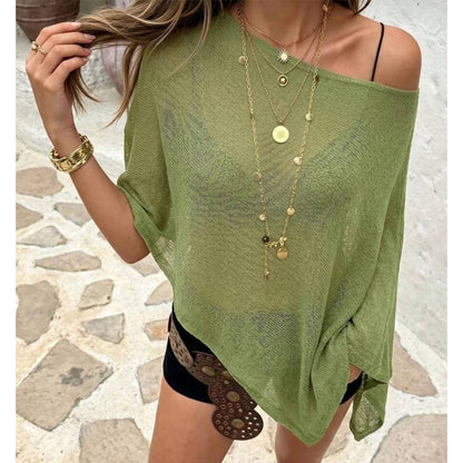 🎁 LETZTER TAG ANGEBOT! Eleganter durchbrochener Strick Poncho – Fließender Schnitt, edler Glanz als Ergänzung zu Kleid & Top