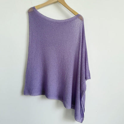 🎁 LETZTER TAG ANGEBOT! Eleganter durchbrochener Strick Poncho – Fließender Schnitt, edler Glanz als Ergänzung zu Kleid & Top