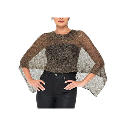 🎁 LETZTER TAG ANGEBOT! Eleganter durchbrochener Strick Poncho – Fließender Schnitt, edler Glanz als Ergänzung zu Kleid & Top