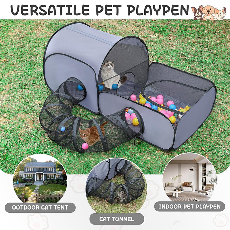 🐈🎀🏡Großes Katzen-Spieltunnel zum Spielen und Entspannen – Mehr Platz zum Jagen, Verstecken und Ausruhen