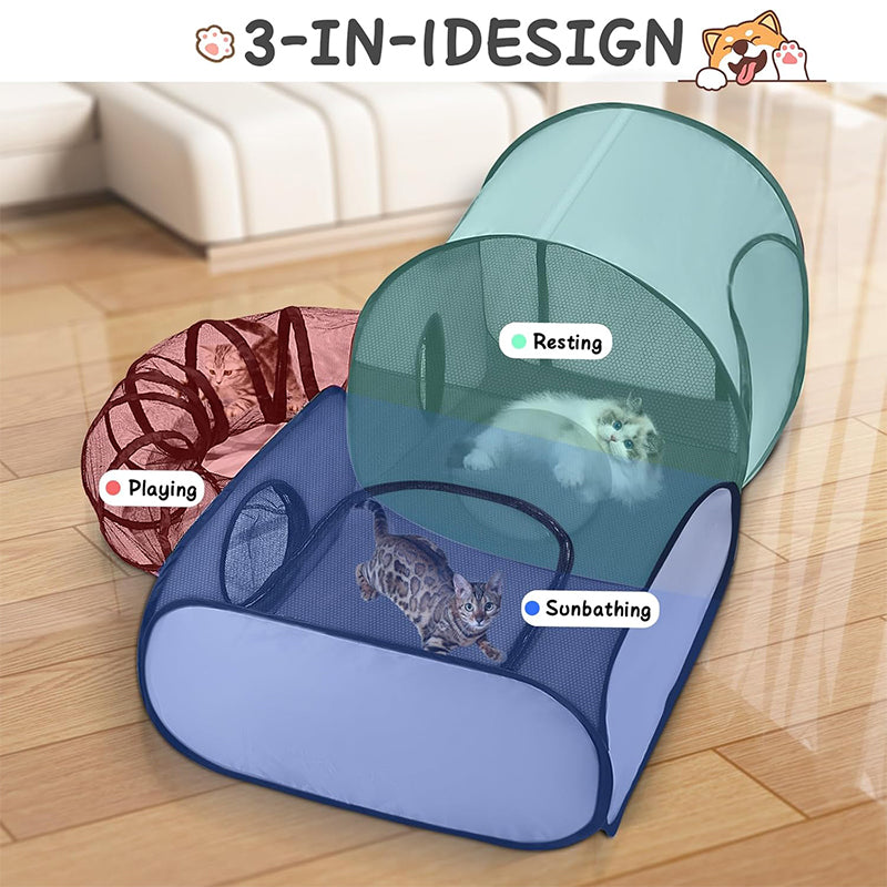 🐈🎀🏡Großes Katzen-Spieltunnel zum Spielen und Entspannen – Mehr Platz zum Jagen, Verstecken und Ausruhen