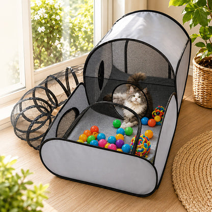 🐈🎀🏡Großes Katzen-Spieltunnel zum Spielen und Entspannen – Mehr Platz zum Jagen, Verstecken und Ausruhen