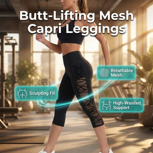 🧘‍♀️💨🩰🏋️Damen Atmungsaktive Mesh-Einsatz Yoga-Leggings – Luftige Mesh-Einsätze, Schweißableitend für Workout & Alltag