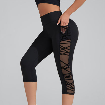 🧘‍♀️💨🩰🏋️Damen Atmungsaktive Mesh-Einsatz Yoga-Leggings – Luftige Mesh-Einsätze, Schweißableitend für Workout & Alltag