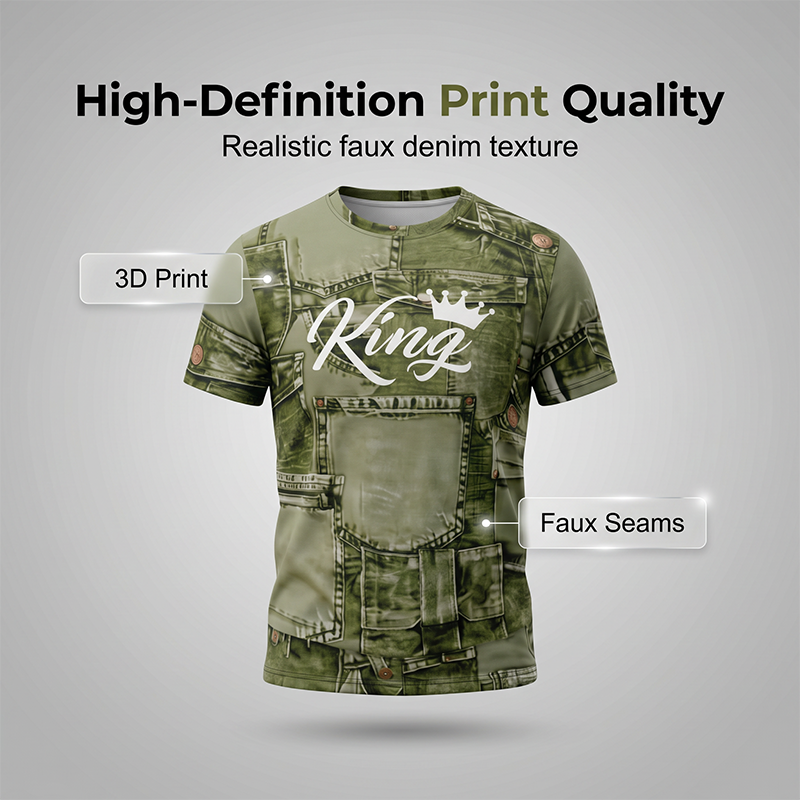 🔥Solange der Vorrat reicht 50 % Rabatt!🎉Herren Lässiges Kunstdenim-Print T-Shirt & Shorts Set