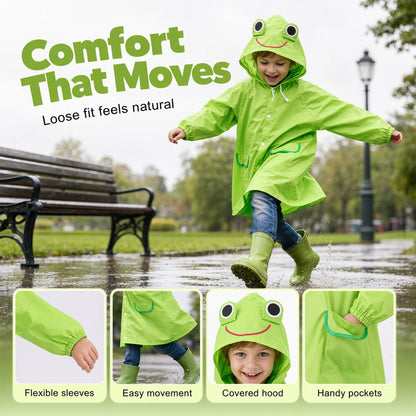 🌧️ 50% RABATT! 🧒 Wasserdichter Kinder-Regenponcho mit Kapuze – Leicht, knitterfrei & leicht anziehbar – Ideal für Regenwetter, Ausflüge oder den täglichen Schulweg – bunt und wetterfest 🌈✨