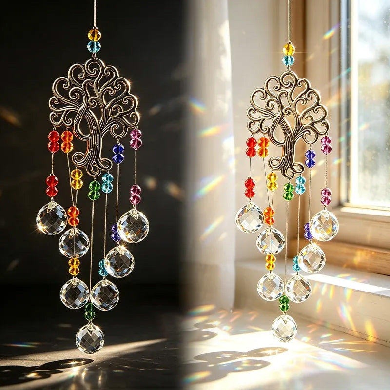 🔥🌳💎 Lebensbaum Kristall Sonnenfänger Anhänger Günstige Fensterdekoration