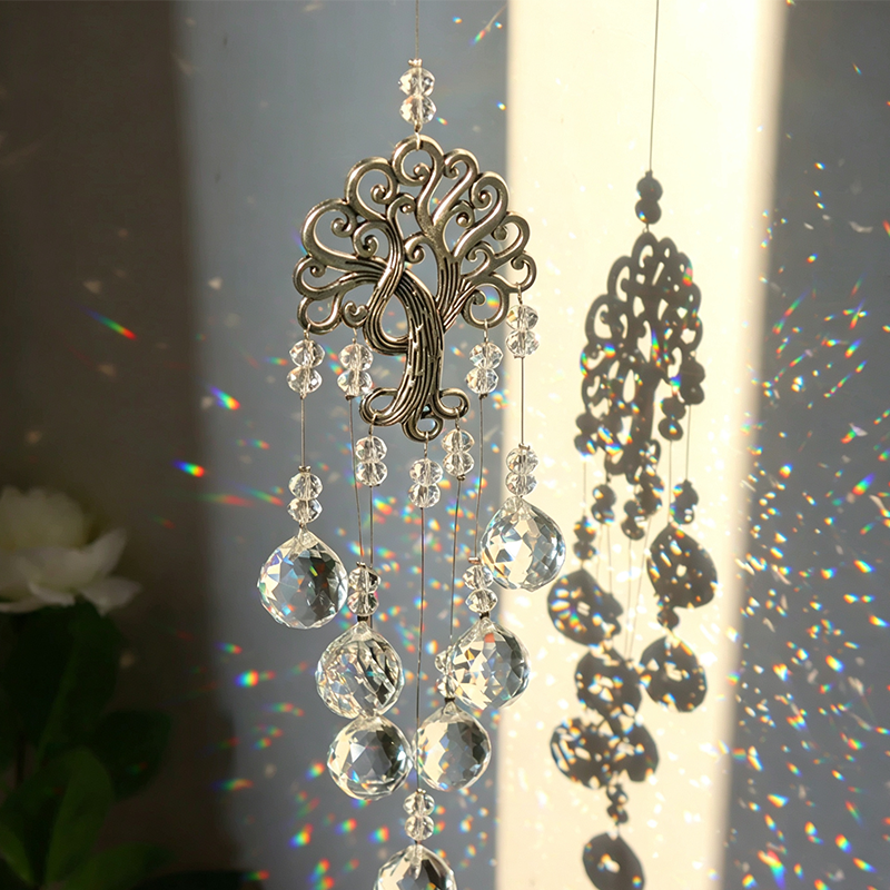 🔥🌳💎 Lebensbaum Kristall Sonnenfänger Anhänger Günstige Fensterdekoration
