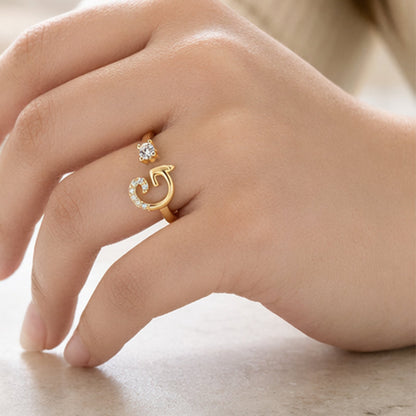 💎✨💍 Verstellbarer Glitzer-Buchstabenring für Damen – Funkelnder Personalisiert Schmuck