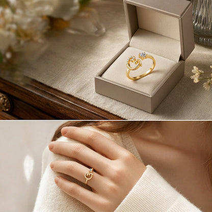 💎✨💍 Verstellbarer Glitzer-Buchstabenring für Damen – Funkelnder Personalisiert Schmuck