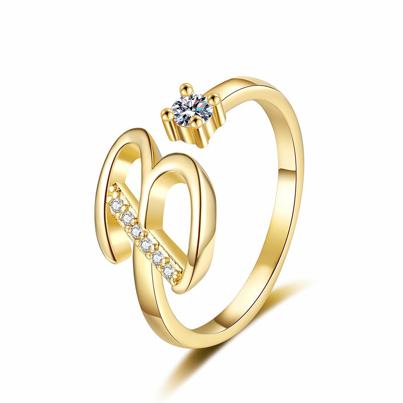 💎✨💍 Verstellbarer Glitzer-Buchstabenring für Damen – Funkelnder Personalisiert Schmuck