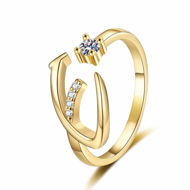 💎✨💍 Verstellbarer Glitzer-Buchstabenring für Damen – Funkelnder Personalisiert Schmuck