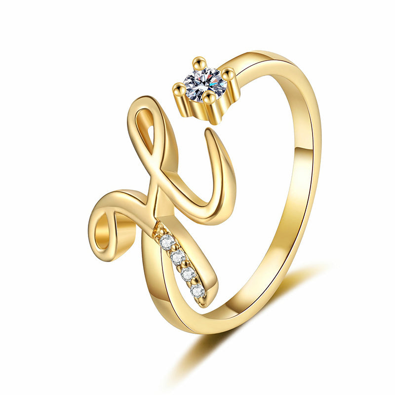 💎✨💍 Verstellbarer Glitzer-Buchstabenring für Damen – Funkelnder Personalisiert Schmuck
