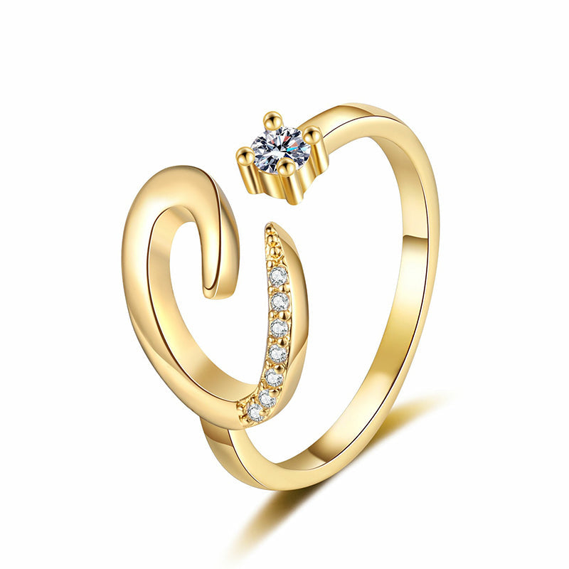 💎✨💍 Verstellbarer Glitzer-Buchstabenring für Damen – Funkelnder Personalisiert Schmuck