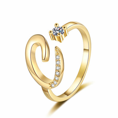 💎✨💍 Verstellbarer Glitzer-Buchstabenring für Damen – Funkelnder Personalisiert Schmuck