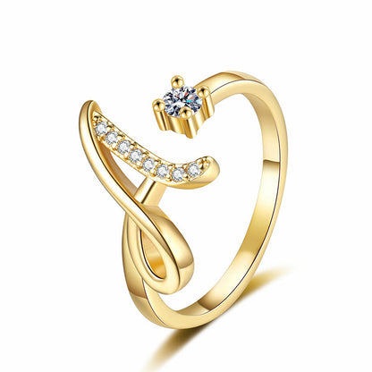 💎✨💍 Verstellbarer Glitzer-Buchstabenring für Damen – Funkelnder Personalisiert Schmuck