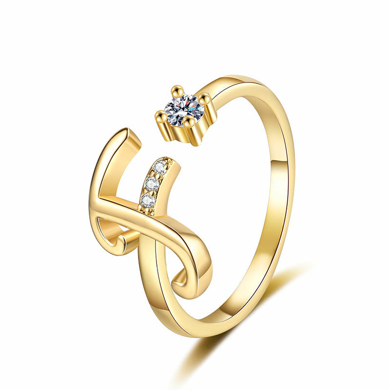 💎✨💍 Verstellbarer Glitzer-Buchstabenring für Damen – Funkelnder Personalisiert Schmuck