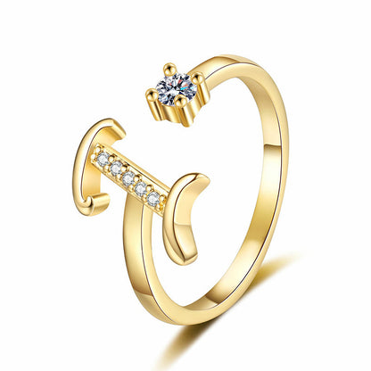 💎✨💍 Verstellbarer Glitzer-Buchstabenring für Damen – Funkelnder Personalisiert Schmuck