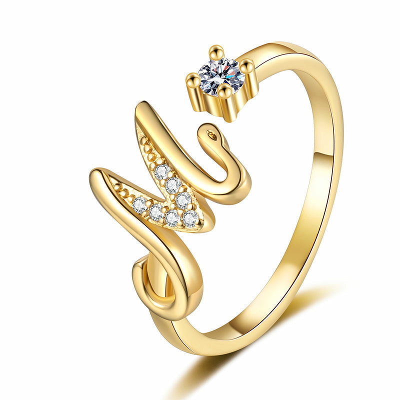 💎✨💍 Verstellbarer Glitzer-Buchstabenring für Damen – Funkelnder Personalisiert Schmuck