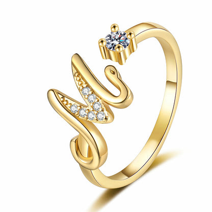 💎✨💍 Verstellbarer Glitzer-Buchstabenring für Damen – Funkelnder Personalisiert Schmuck
